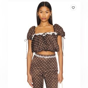 For Love And Lemons Chocolate Polka Dot Top